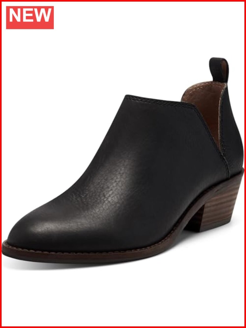 Lucky Brand Fayth Black Ankle Boots Leather Block Heel Memory Foam
